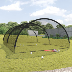 Baseball Batting Cage Net Black 196.9"x157.5"x98.4" Pol...