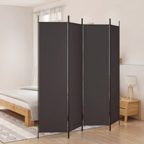 4-Panel Room Divider Brown 78.7"x78.7" Fabric