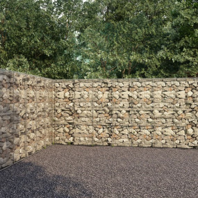 Gabion Wall with Covers Galvanized Steel 236.2"x11.8"x7...
