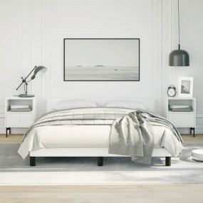Bed Frame without Mattress White Full Faux Leather