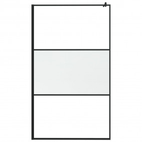 Walk-in Shower Wall 45.3"x76.8" Frosted ESG Glass Black