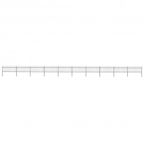 Garden Fence with Spear Top Steel 669.3"x31.5" Black