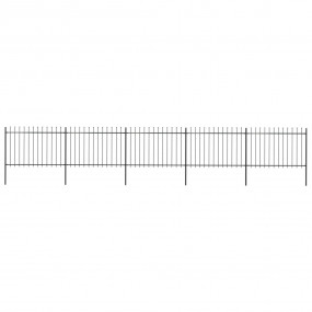 Garden Fence with Spear Top Steel 334.6"x47.2" Black