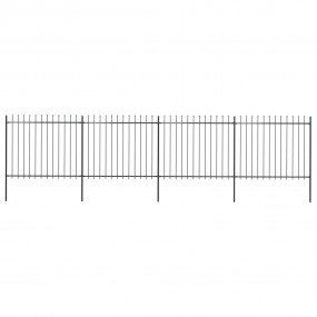 Garden Fence with Spear Top Steel 267.7"x59.1" Black