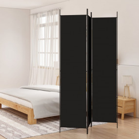 3-Panel Room Divider Black 59.1"x86.6" Fabric