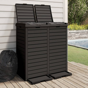 Outdoor Garbage Bin Black 30.7"x16.1"x33.9" Polypropyle...