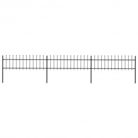 Garden Fence with Spear Top Steel 200.8"x23.6" Black