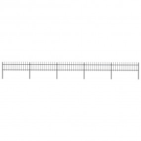 Garden Fence with Spear Top Steel 334.6"x23.6" Black