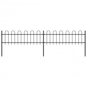 Garden Fence with Hoop Top Steel 11.2' Black