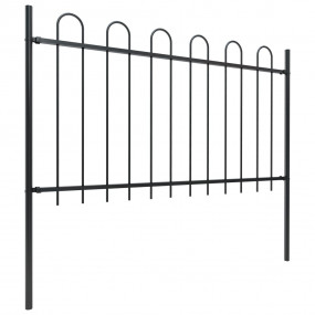 Garden Fence with Hoop Top Steel 16.7' Black