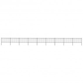Garden Fence with Hoop Top Steel 50.2' Black