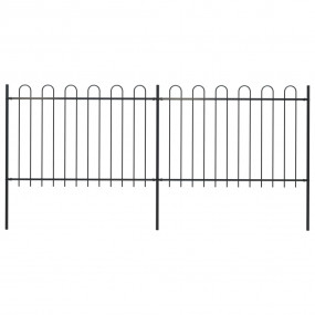 Garden Fence with Hoop Top Steel 11.2ft Black