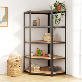 5-Layer Corner Shelf Anthracite Steel&Engineered Wood