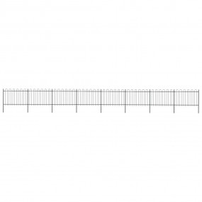 Garden Fence with Hoop Top Steel 44.6ft Black