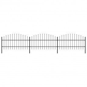 Garden Fence with Spear Top Steel 16.7' Black