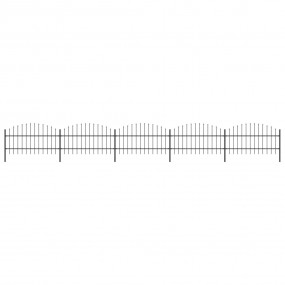 Garden Fence with Spear Top Steel 27.9' Black
