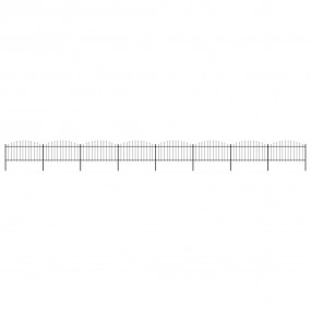 Garden Fence with Spear Top Steel 44.6' Black
