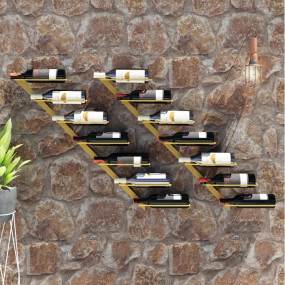 Wall-mounted Wine Rack for 7 Bottles 2 pcs Gold Metal
