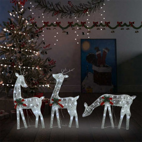Christmas Reindeer Family 106.3"x2.8"x35.4" White Cold ...