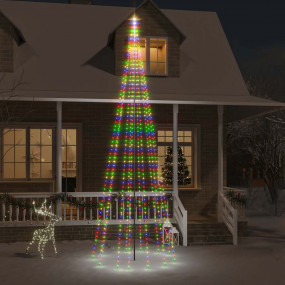 LED Christmas Tree on Flagpole Colorful 732 LEDs 196.9"