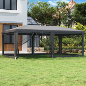 Party Tent with 6 Mesh Sidewalls Anthracite 19.7'x13.1'...