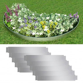Set of 10 Flexible Lawn Fence Galvanized Steel 39.4" x ...