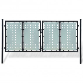 Black Single Door Fence Gate 118.1" x 68.9"