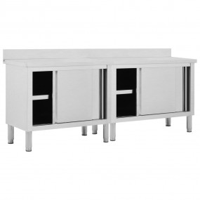 Work Tables with Sliding Doors 2pcs 78.7"x19.7"x(37.4"-...