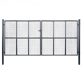 Mesh Garden Gate Galvanized Steel 157.5"x68.9" Gray