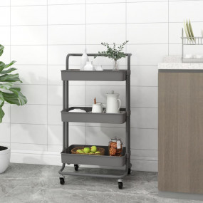 3-Tier Kitchen Trolley Gray 16.5"x13.8"x33.5" Iron and ...