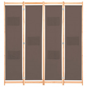 4-Panel Room Divider Brown 62.9"x66.9"x1.6" Fabric