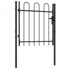 Fence Gate Single Door with Arched Top Steel 39.4"x39.4...