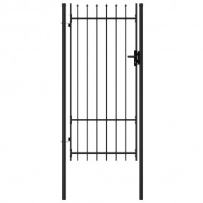Fence Gate Single Door with Spike Top Steel 3.3'x6.6' B...