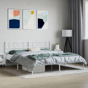Metal Bed Frame without Mattress with Headboard White 7...
