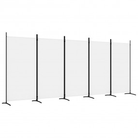 5-Panel Room Divider White 170.5"x70.9" Fabric