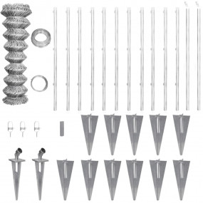 Chain Link Fence with Posts Spike Galvanized Steel 82'x...