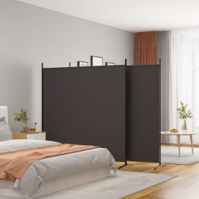 3-Panel Room Divider Brown 206.7"x70.9" Fabric