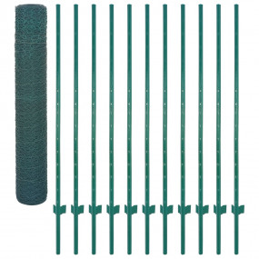 Wire Mesh Fence with Posts Steel 82'x4.9' Green
