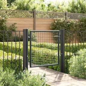 Mesh Garden Gate Galvanized Steel 39.4"x49.2" Gray