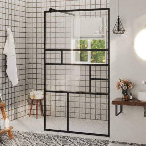 Walk-in Shower Wall with Clear ESG Glass 35.4"x76.8" Bl...