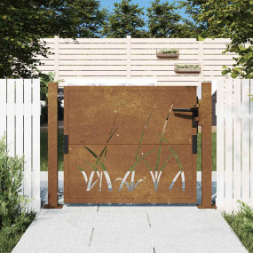 Garden Gate 41.3"x31.5" Corten Steel Grass Design