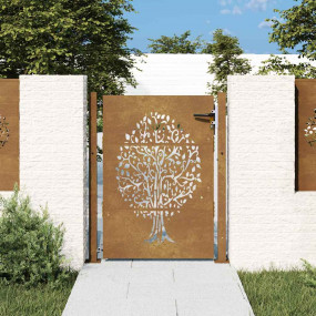 Garden Gate 41.3"x61" Corten Steel Tree Design