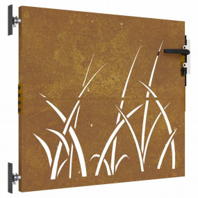 Garden Gate 33.5"x29.5" Corten Steel Grass Design