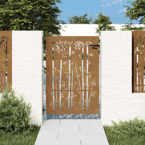 Garden Gate 33.5"x49.2" Corten Steel Bamboo Design