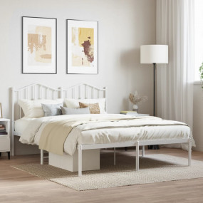 Metal Bed Frame without Mattress with Headboard White 5...