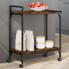 Kitchen Trolley Smoked Oak 23.8"x12.2"x28.5" Engineered...