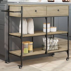 Kitchen Trolley Sonoma Oak 41.3"x16.5"x37.4" Engineered...