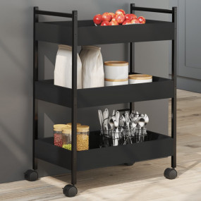 Kitchen Trolley Black 19.7"x11.8"x27.6" Engineered Wood