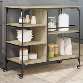 Kitchen Trolley Sonoma Oak 39.4"x17.7"x35.2" Engineered...