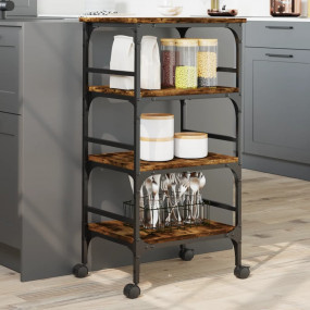 Kitchen Trolley Smoked Oak 17.7"x13.8"x35.2" Engineered...
